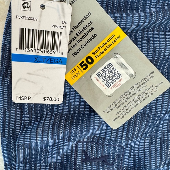 PGA Tour Men's Blue Polo Golf Shirt - SPF Sun Protection - Brand New! ⛳️ - Picture 8 of 10